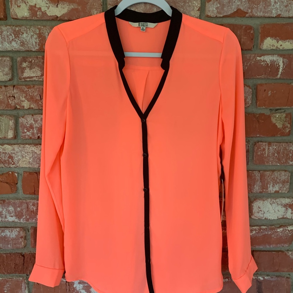 Neon Orange Chiffon-type Button Down